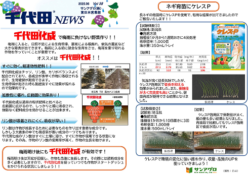 2025.6 Vol.58 東日本営業部 梅雨に負けない野菜作り& ネギ育苗の試験結果報告