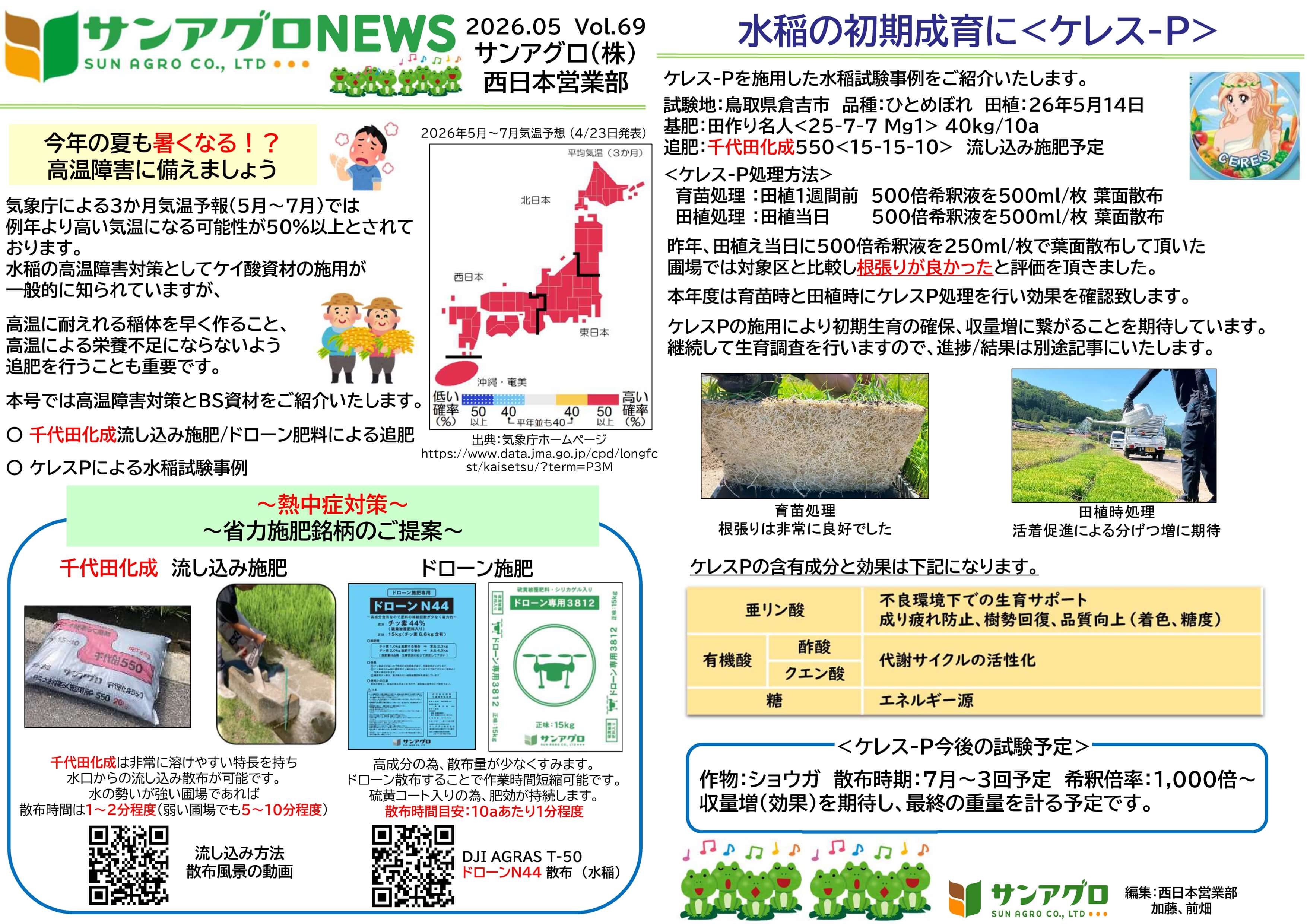 2026.5 Vol.69 西日本営業部 水稲の高温障害対策ケレスPによる水稲試験事例